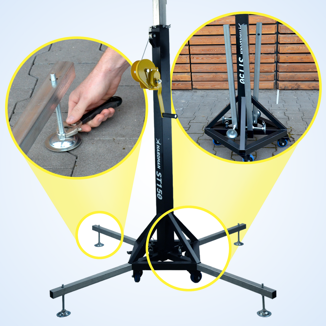 Hardman ST150 scenetårn med spil, 1,75 til 4,3 m, 150 kg