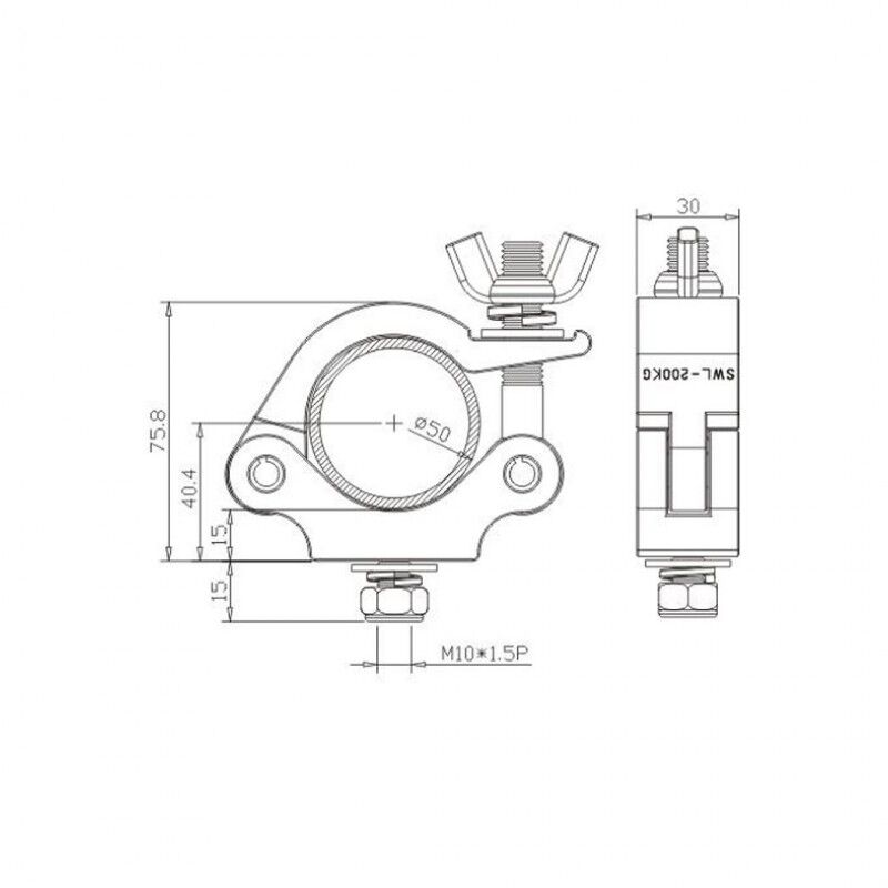 Half Coupler, sort (48-51mm 200 kg)