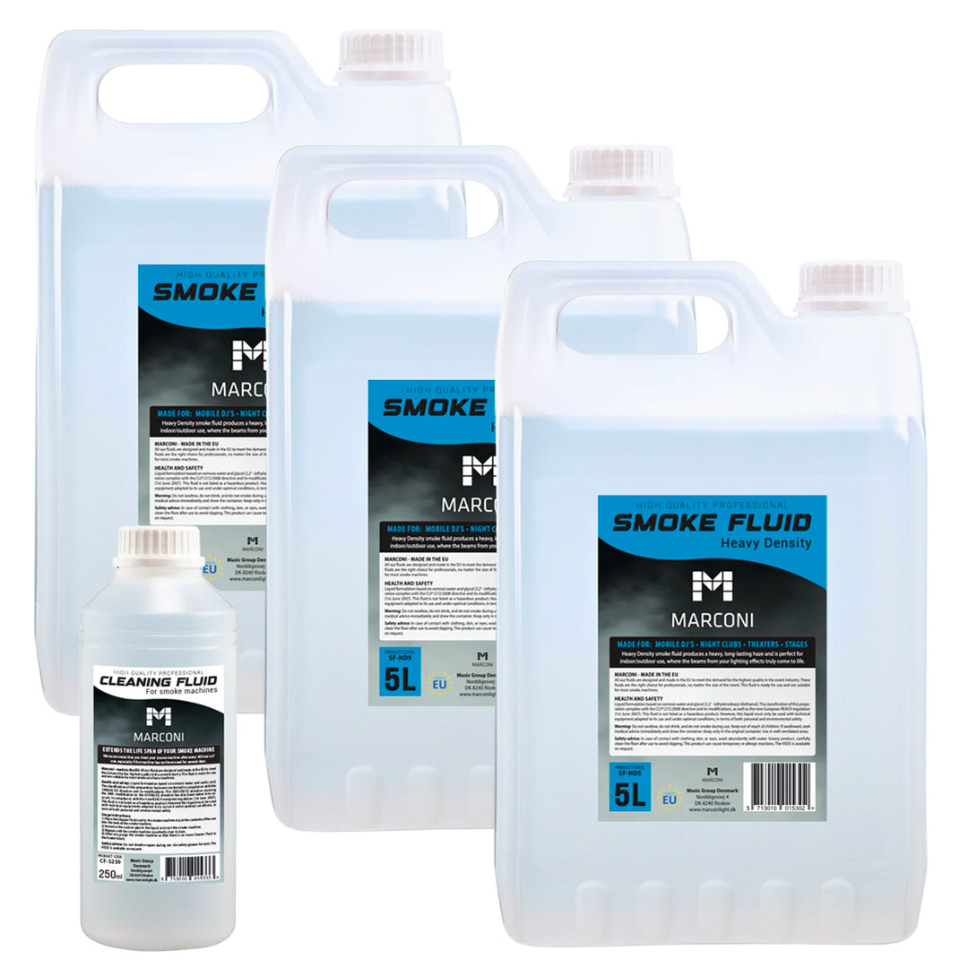3 x 5L Røgvæske (Heavy Density) + 250ml Rensevæske