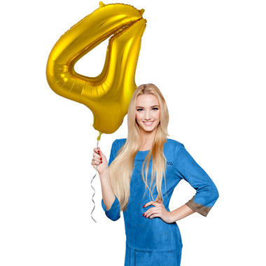 4 Formet Nummer Folieballon (Guld, 86 cm)