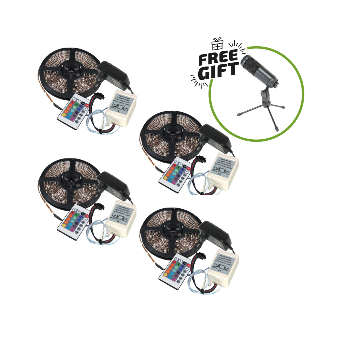 4 x Ibiza LED Strip (Multifarvet, 5m) + Free Gift