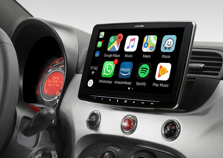 Apple Carplay, Android Auto i Fiat 500 Beige Interiør ( 2007-2015)