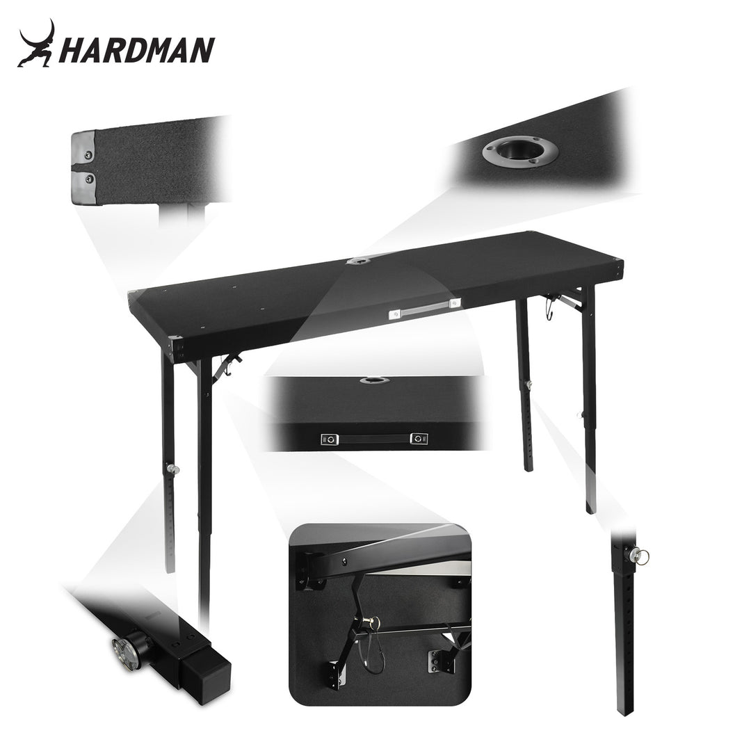 Hardman DTS1 foldbart DJ-bord, 154 x 52 cm, med taske