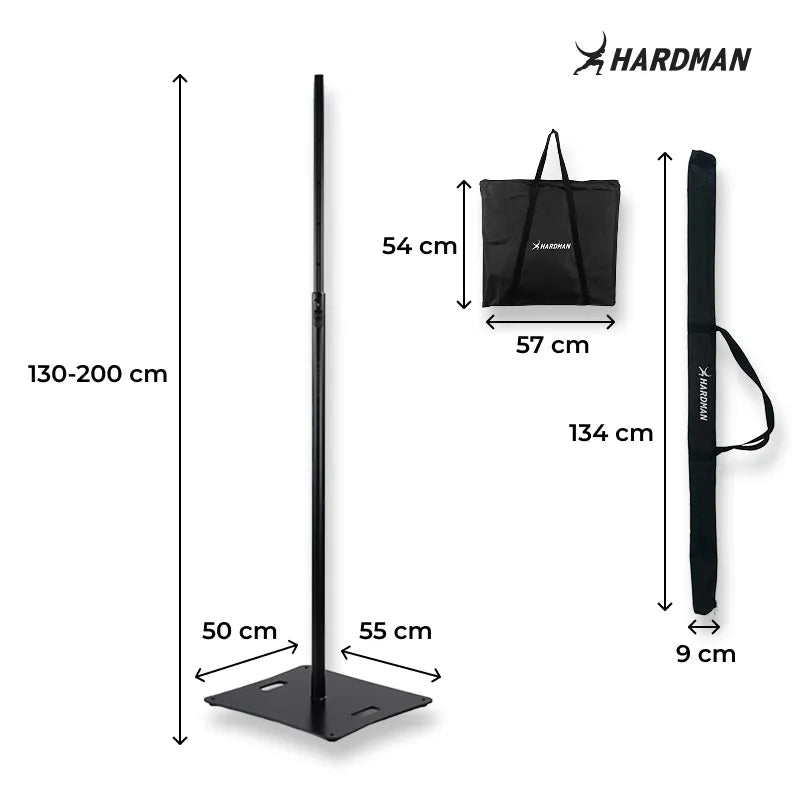 Hardman HLK980-PRO søjlestativ med tung stålbase, 1,3 til 2 m
