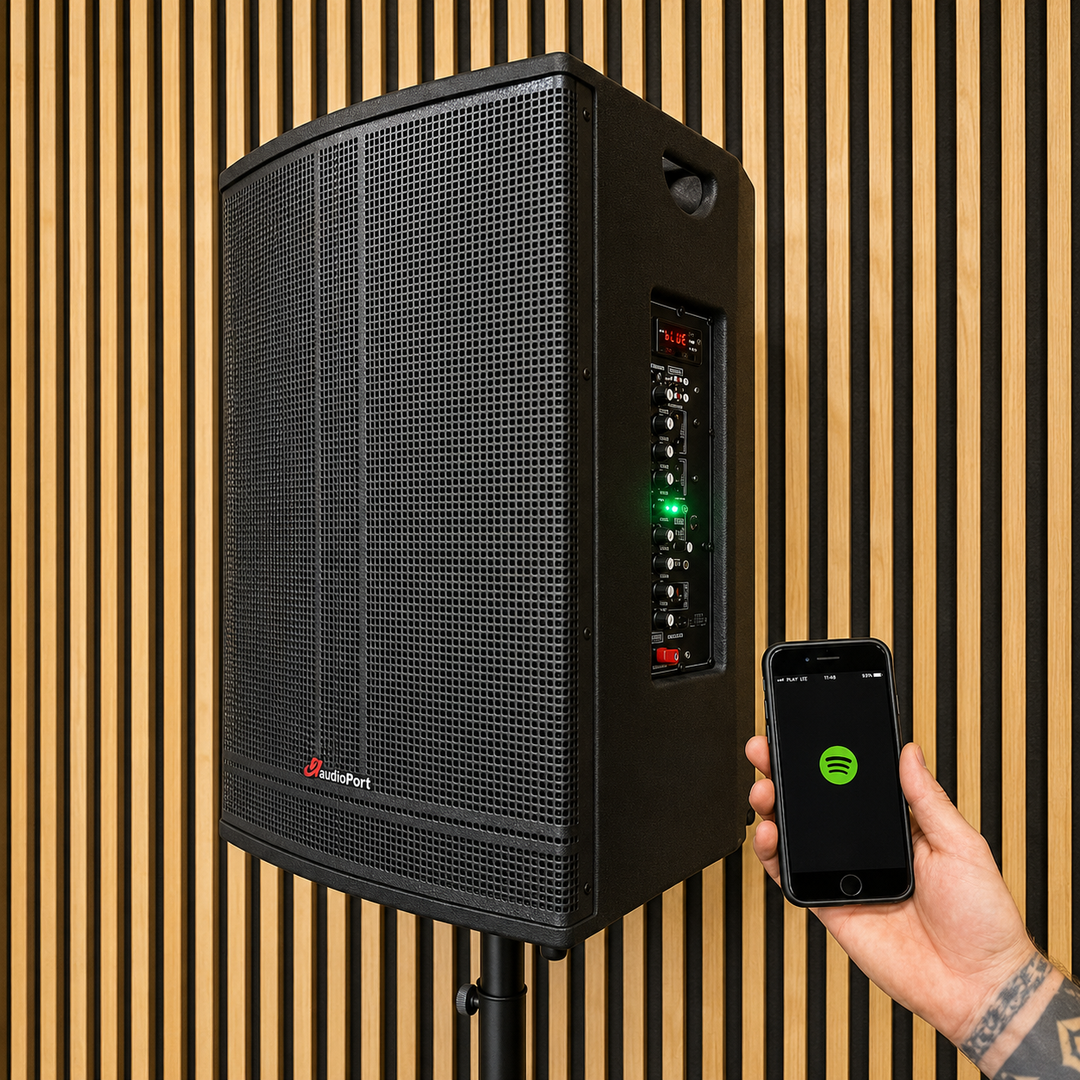 Audioport V15 transportabel aktiv højttaler 500 W med 2 mikrofoner