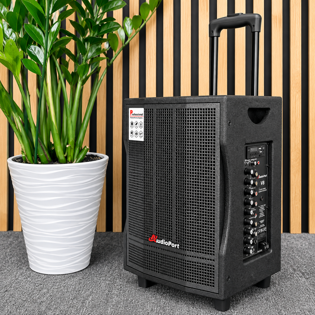 Audioport V8 transportabel aktiv højttaler 250 W med 2 mikrofoner