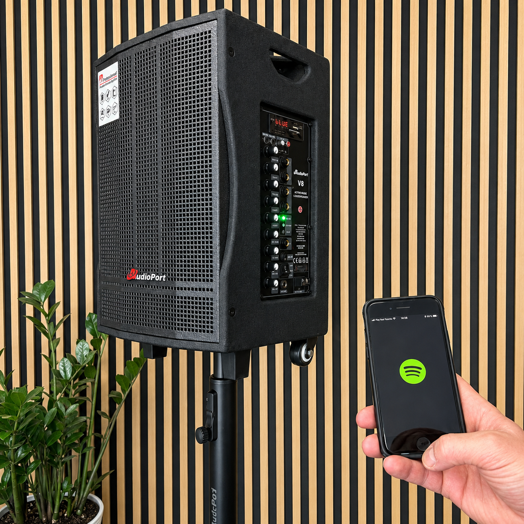 Audioport V8 transportabel aktiv højttaler 250 W med 2 mikrofoner