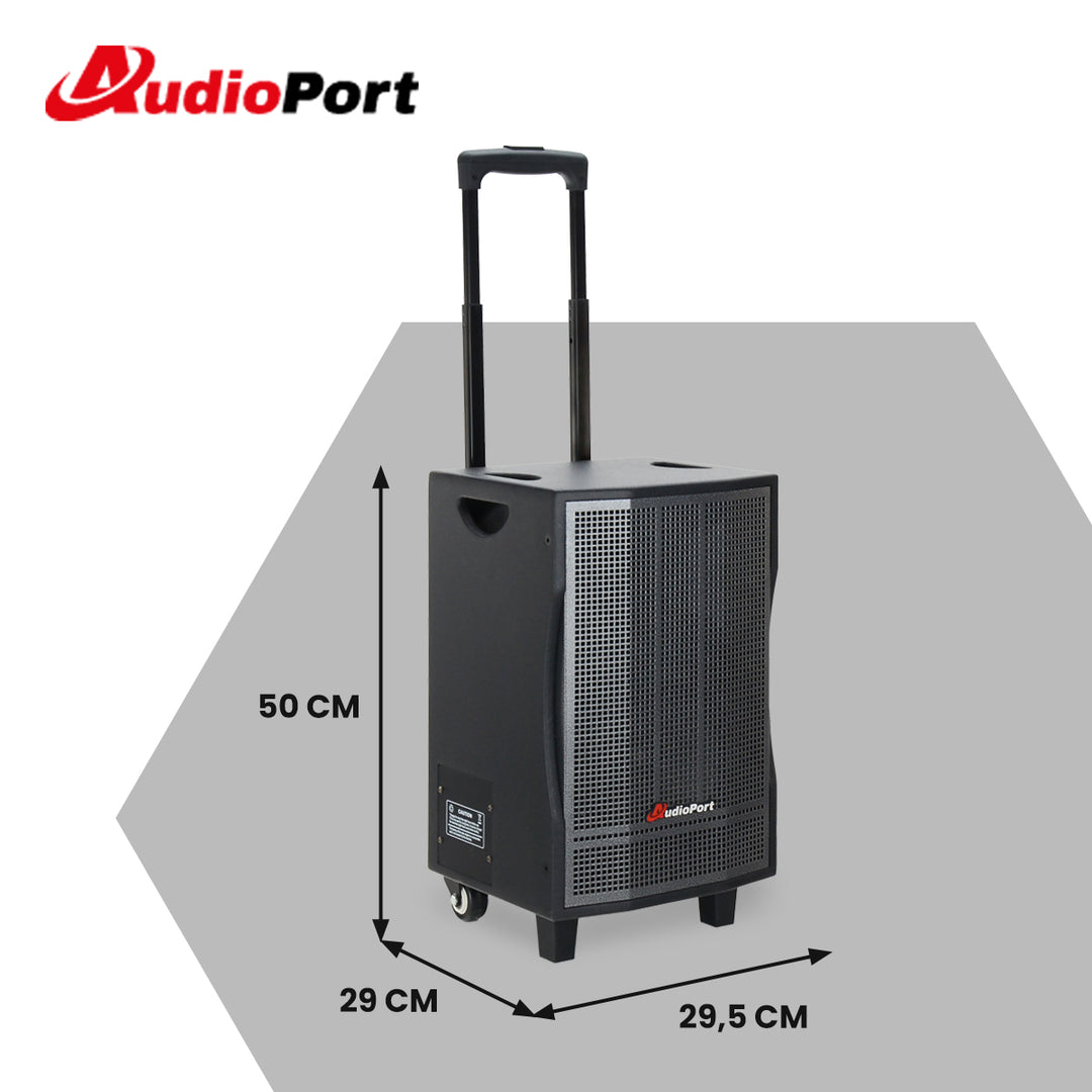 Audioport V8 transportabel aktiv højttaler 250 W med 2 mikrofoner
