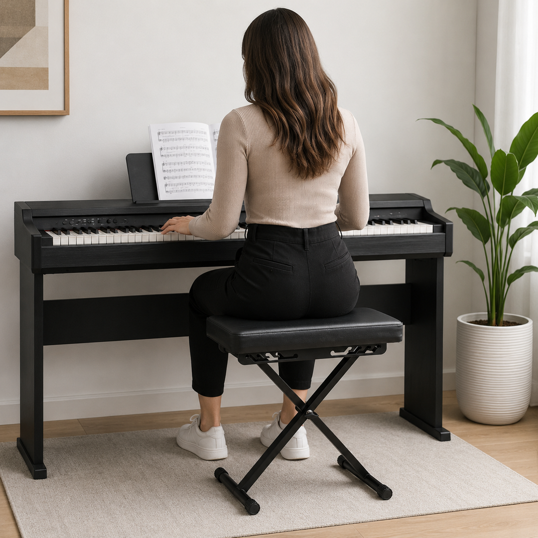 Hardman SB006 foldbar klaverbænk, sort