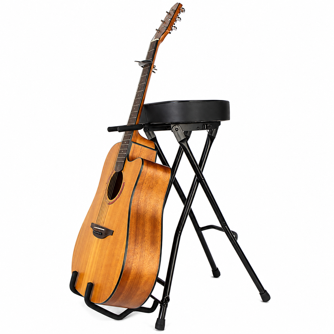 Hardman SB207 guitarstol med fodstøtte og guitarholder.