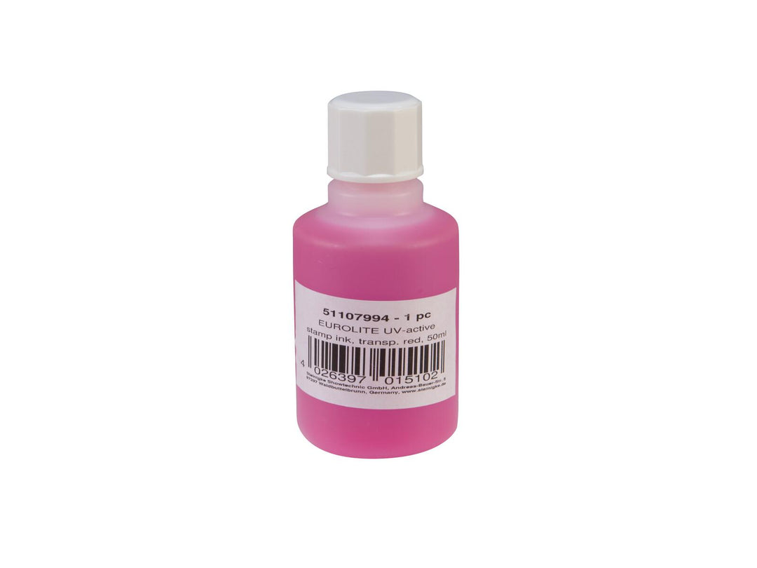 EUROLITE UV-active Stamp Ink, transparent red, 50ml