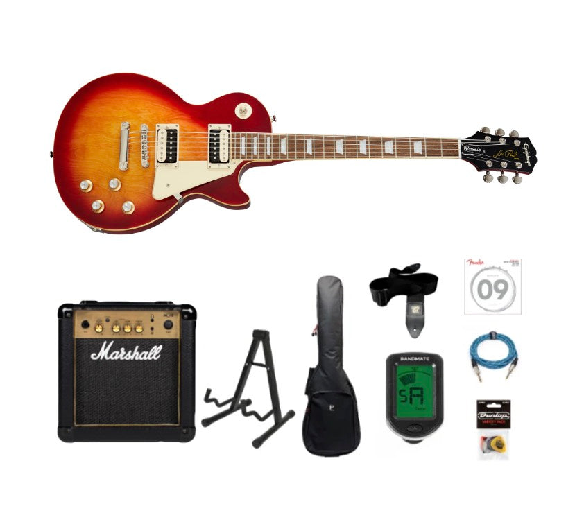 Epiphone Les Paul Classic El-guitar Starterpakke (Heritage Cherry Sunburst)