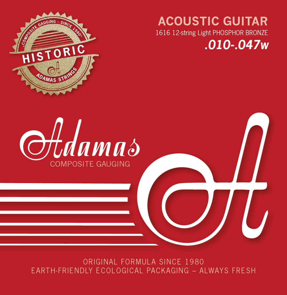 Adamas Strings for Acoustic Guitar Adamas Historic Reissue Phosphor Bronze - 12-str. Light .010-.047 (1616)