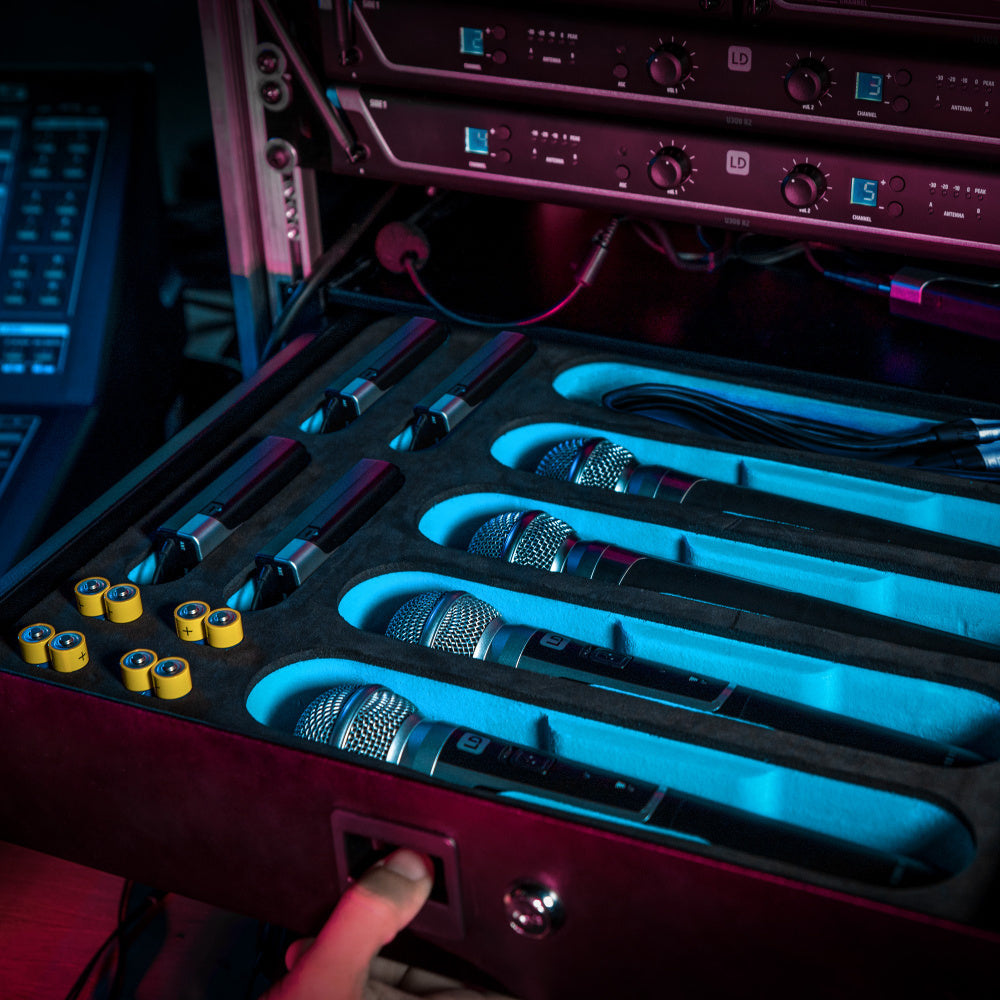 Inlay til 19" 2U Rackskuffe til Trådløse Mikrofoner