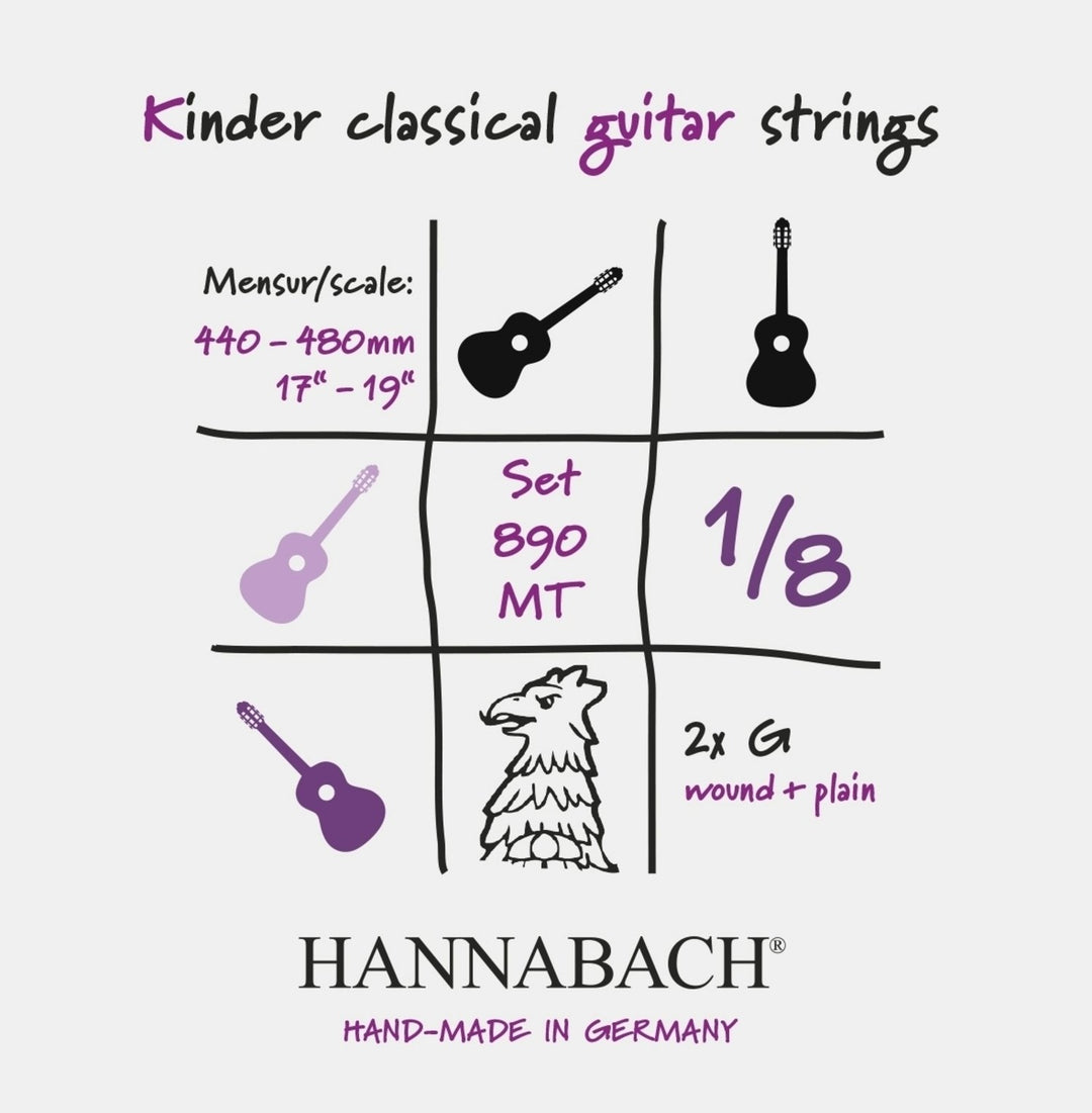 Hannabach Strings for classic guitar Serie 890 1/8 guitar for children Duel: 44-48 cm - Set of 2 G-Strings (890MT 1/8)