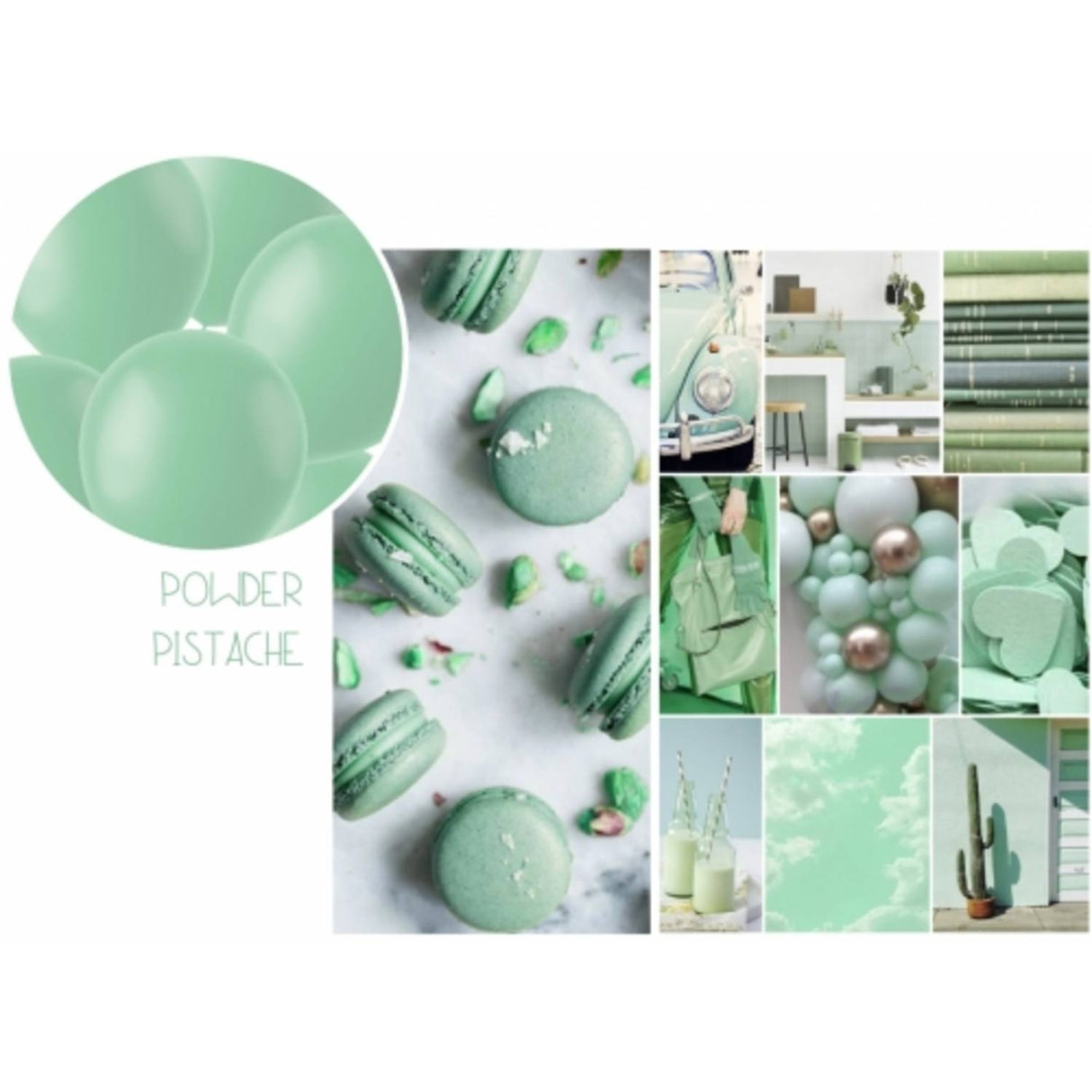 Balloner 50 stk. (Mat Pulver Pistache, 33cm)