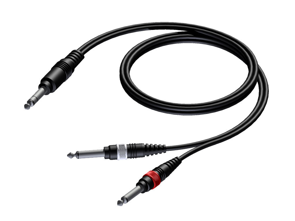 ProCab Jack stereo > 2 x Jack - insert-kabel 1,5 meter