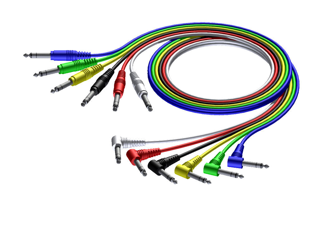 ProCab stereo jack/jack vinkel kabel sæt i 6 farver, 90 cm