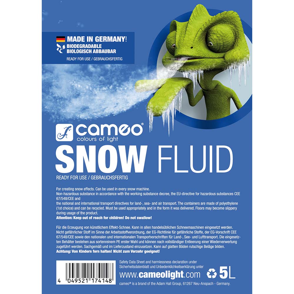 Cameo SNOW FLUID 5 L - Specialvæske til snemaskiner til fremstilling af skum 5 L