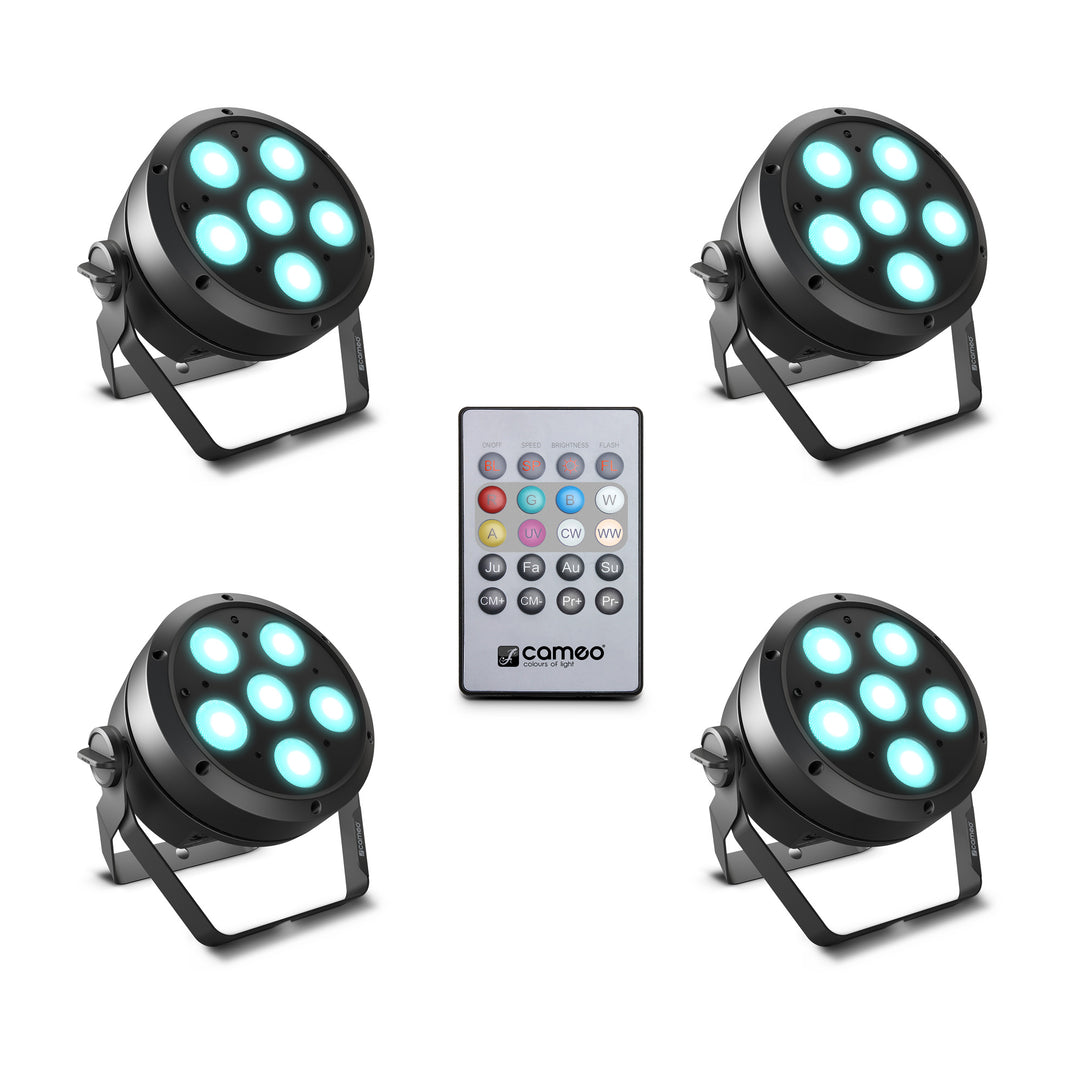 Cameo ROOT® PAR 6 SET 1 - Sæt inklusive 4 x CLROOTPAR6 inkl. IR-fjernbetjening (CLPFLAT1REMOTE)