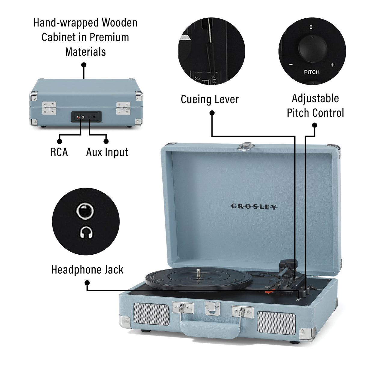 Crosley Cruiser Plus Pladespiller Tovejs Bluetooth (Tourmaline)