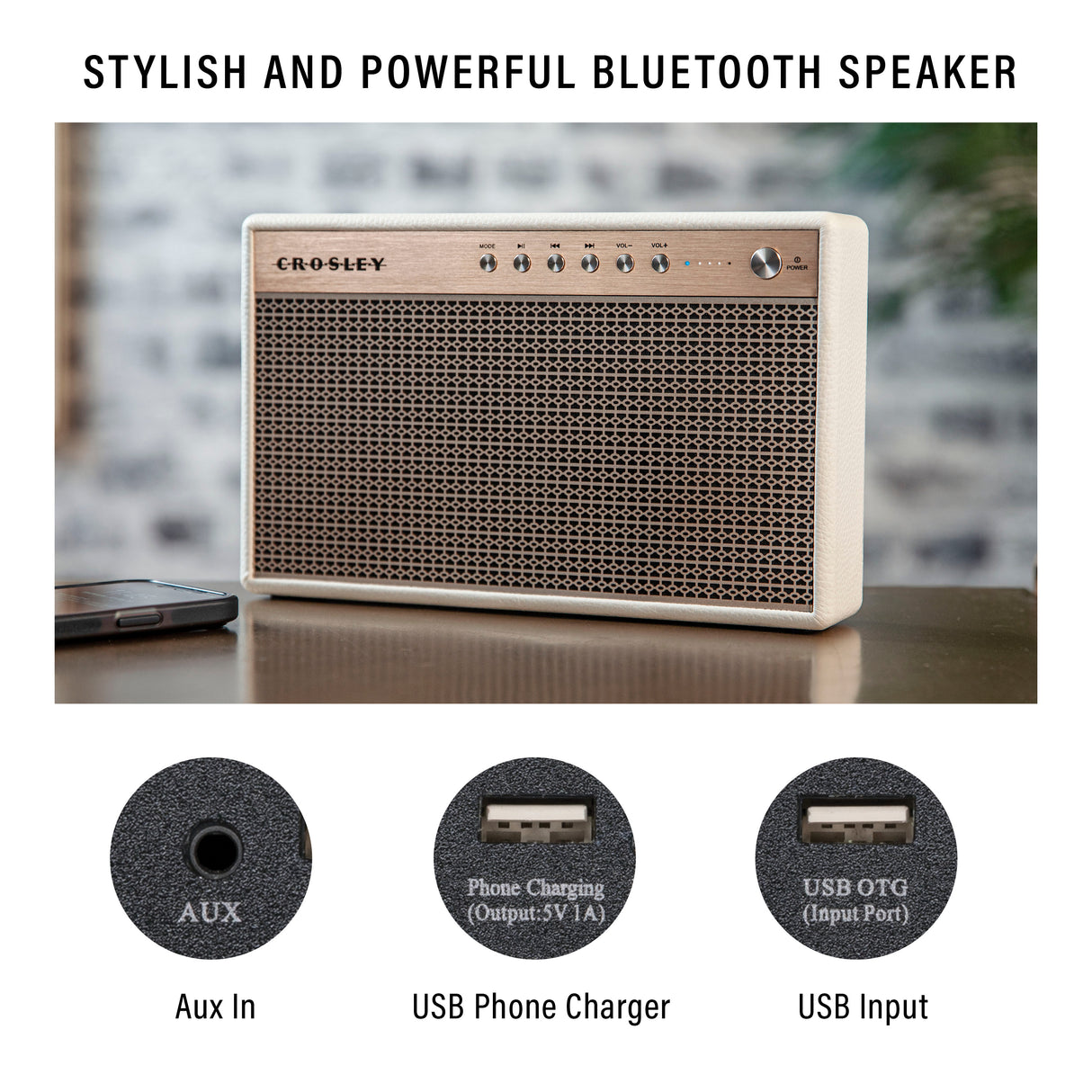 Crosley Montero Bluetooth Højttaler (Hvid)