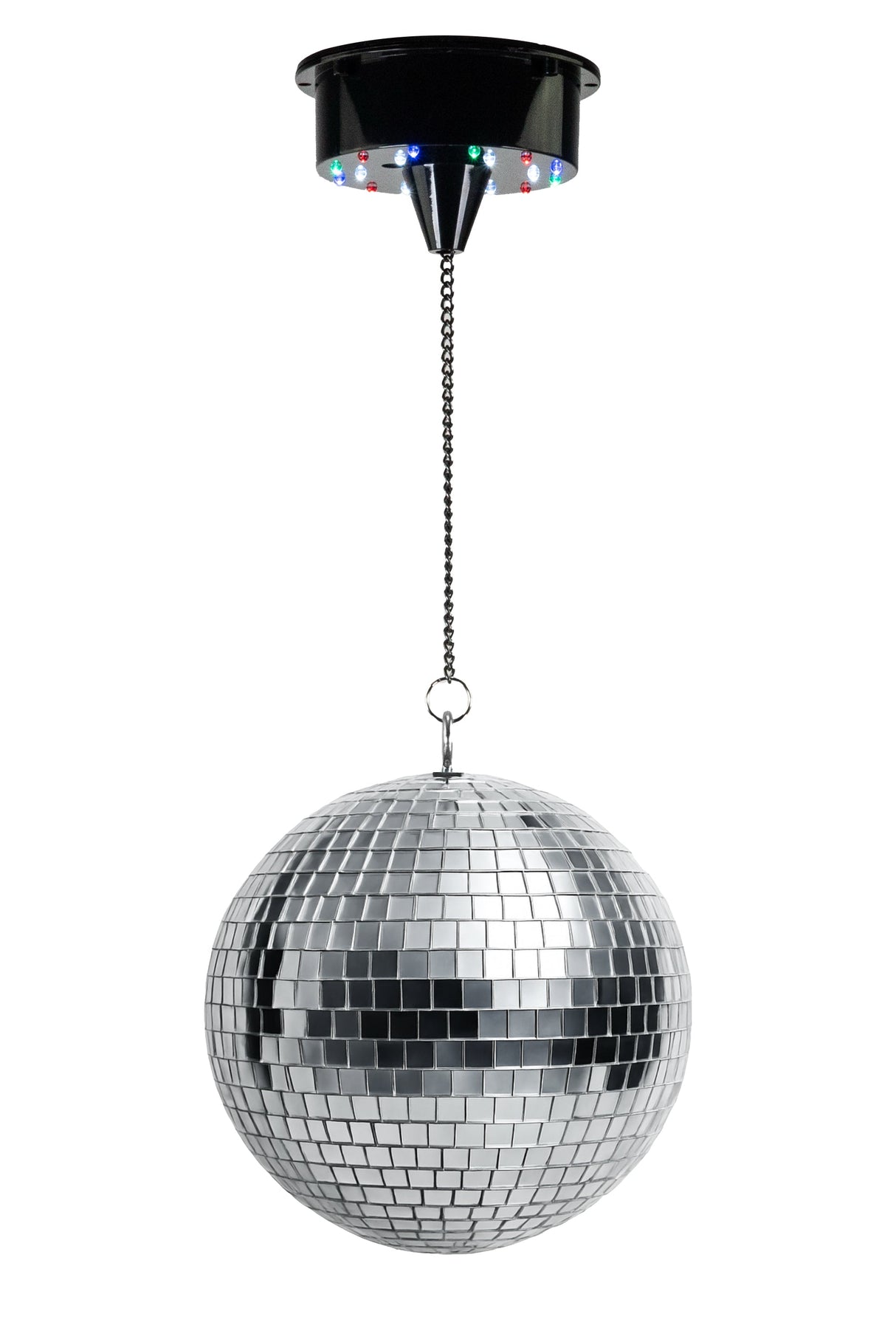 Batteridrevet Diskokugle m. LED (20 cm) & Pinspot