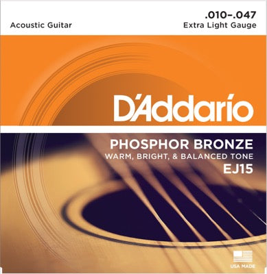 Daddario EJ15 Phosphor Bronze Guitarstrenge (Extra Light, 10-47)