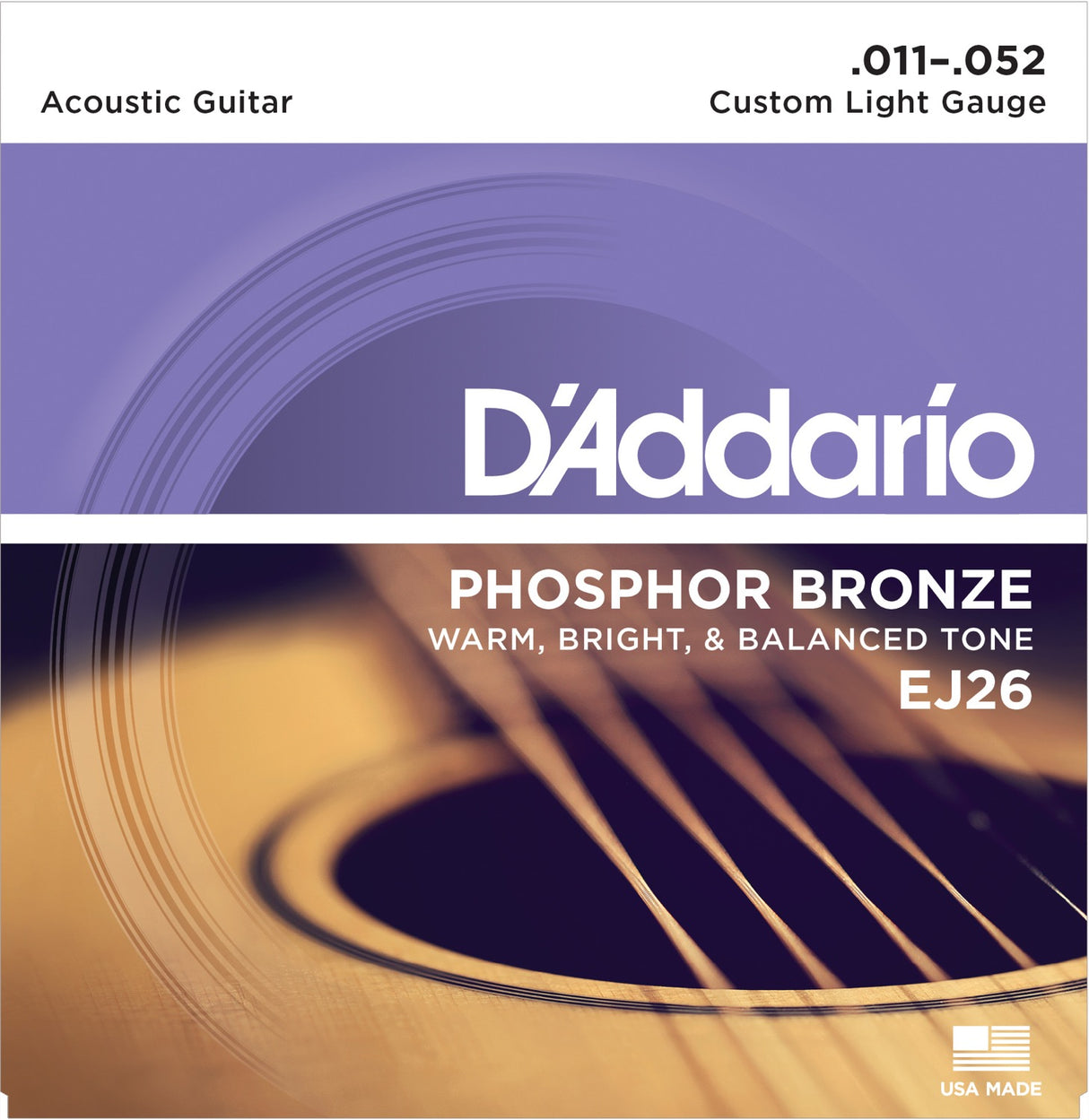 Daddario EJ26 Phosphor Bronze Guitarstrenge (Custom Light, 11-52)