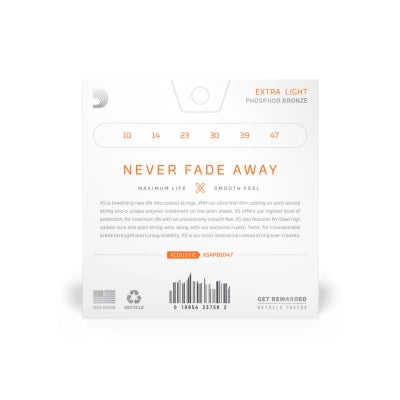 Daddario XSAPB1047 Phosphor Bronze Guitarstrenge (Extra Light, 10-47)