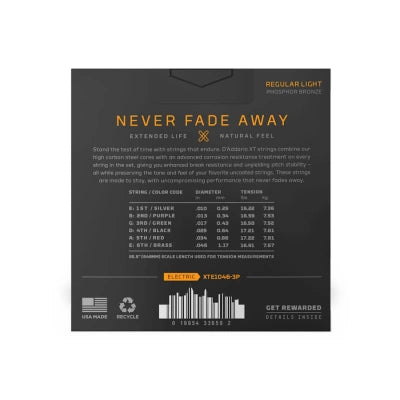 Daddario XTE Coated Guitarstrenge 3-Pak (10-46)