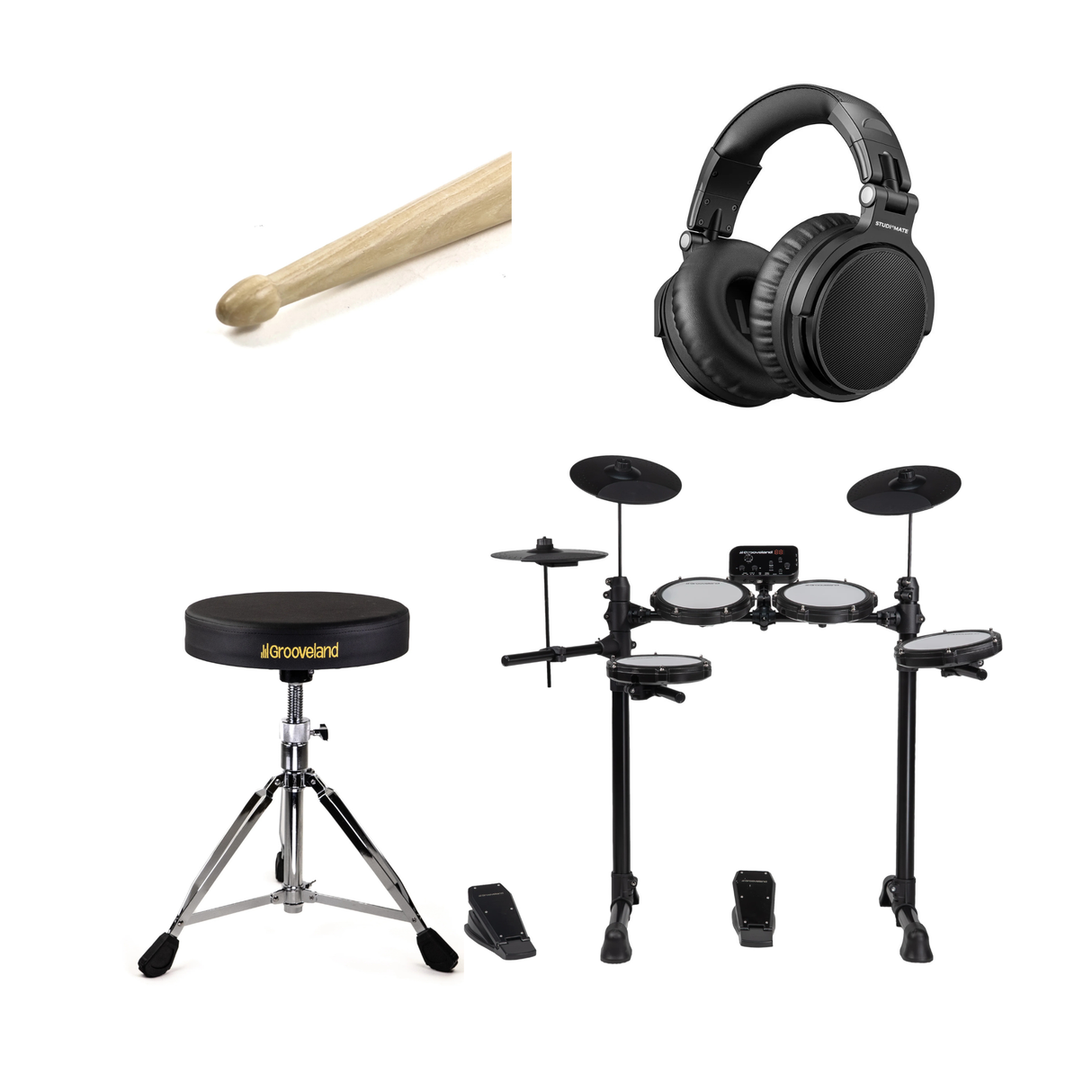 Grooveland ED100 Elektrisk Trommesæt Komplet Pakke
