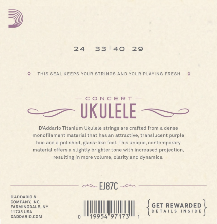 Daddario EJ87C Koncert Ukulele Strengesæt