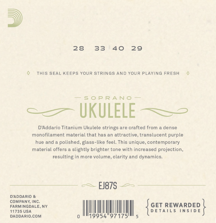 Daddario EJ87S Sopran Ukulele Strengesæt