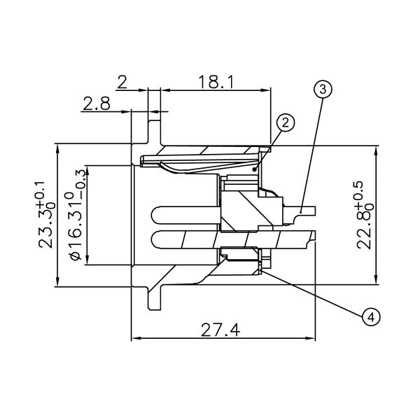Enova 3 pol han 3-Pin XLR chassis stik, sort