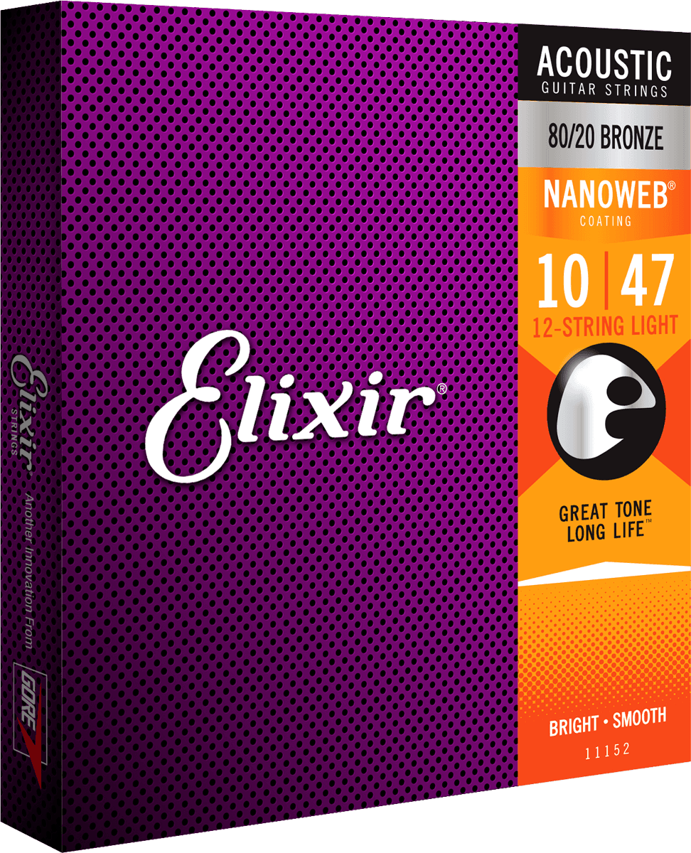 Elixir Nanoweb Bronze 80/20 Guitarstrenge (12-String, Light, 10-47)