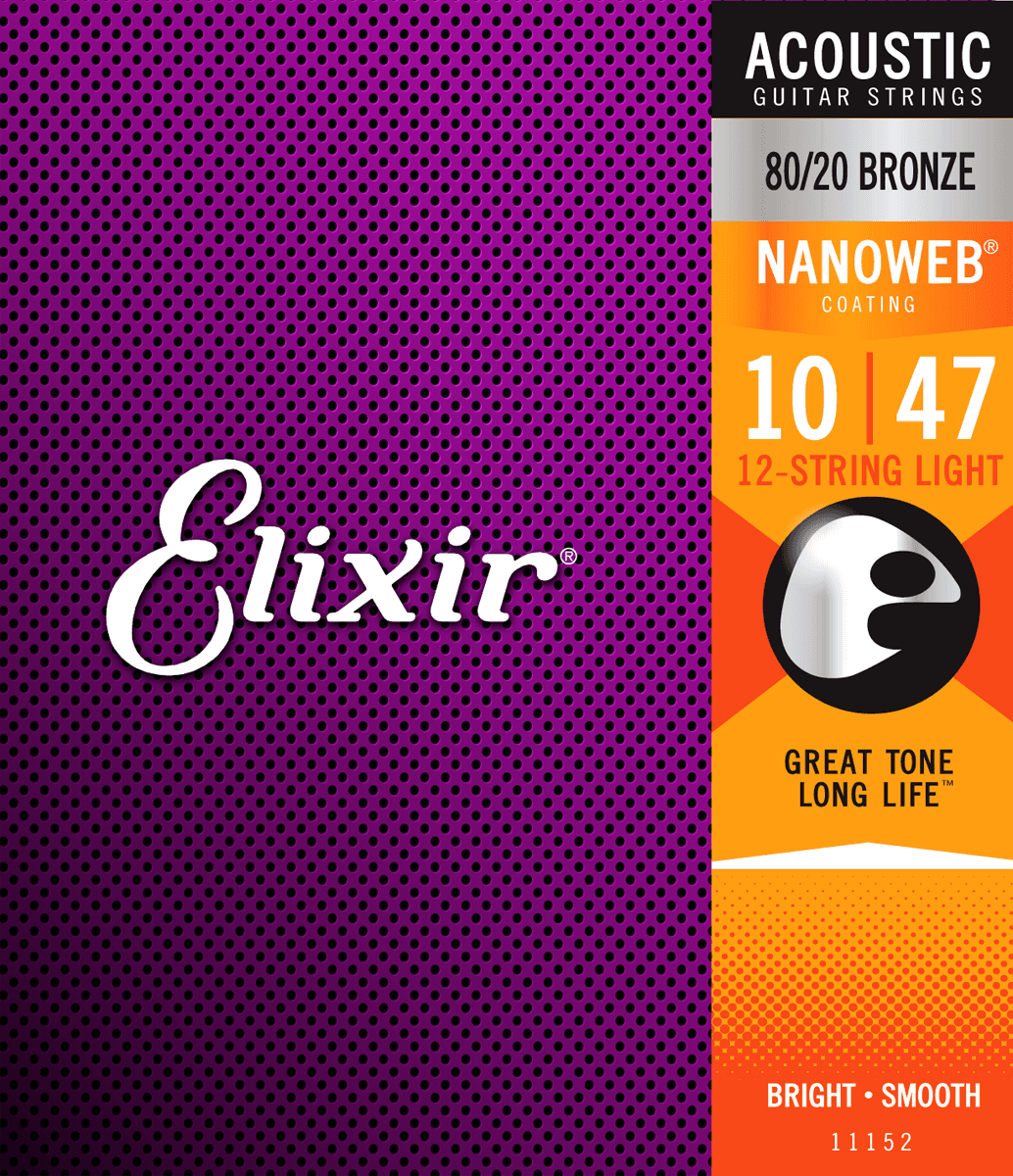 Elixir Nanoweb Bronze 80/20 Guitarstrenge (12-String, Light, 10-47)