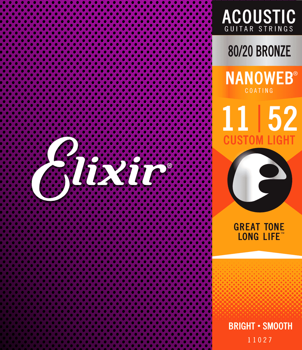Elixir Nanoweb Bronze 80/20 Guitarstrenge (Custom Light, 11-52)