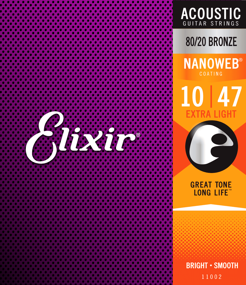 Elixir Nanoweb Bronze 80/20 Guitarstrenge (Extra Light, 10-47)