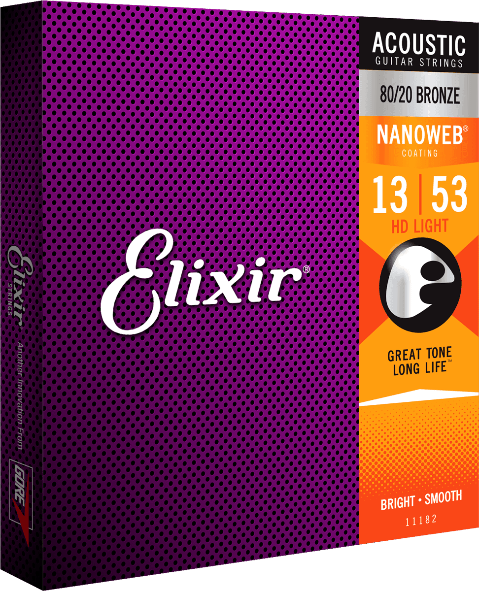 Elixir Nanoweb Bronze 80/20 Guitarstrenge (HD Light, 13-53)