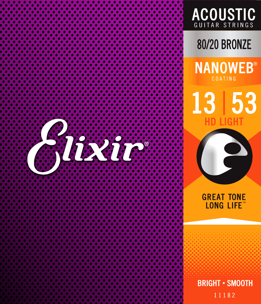 Elixir Nanoweb Bronze 80/20 Guitarstrenge (HD Light, 13-53)