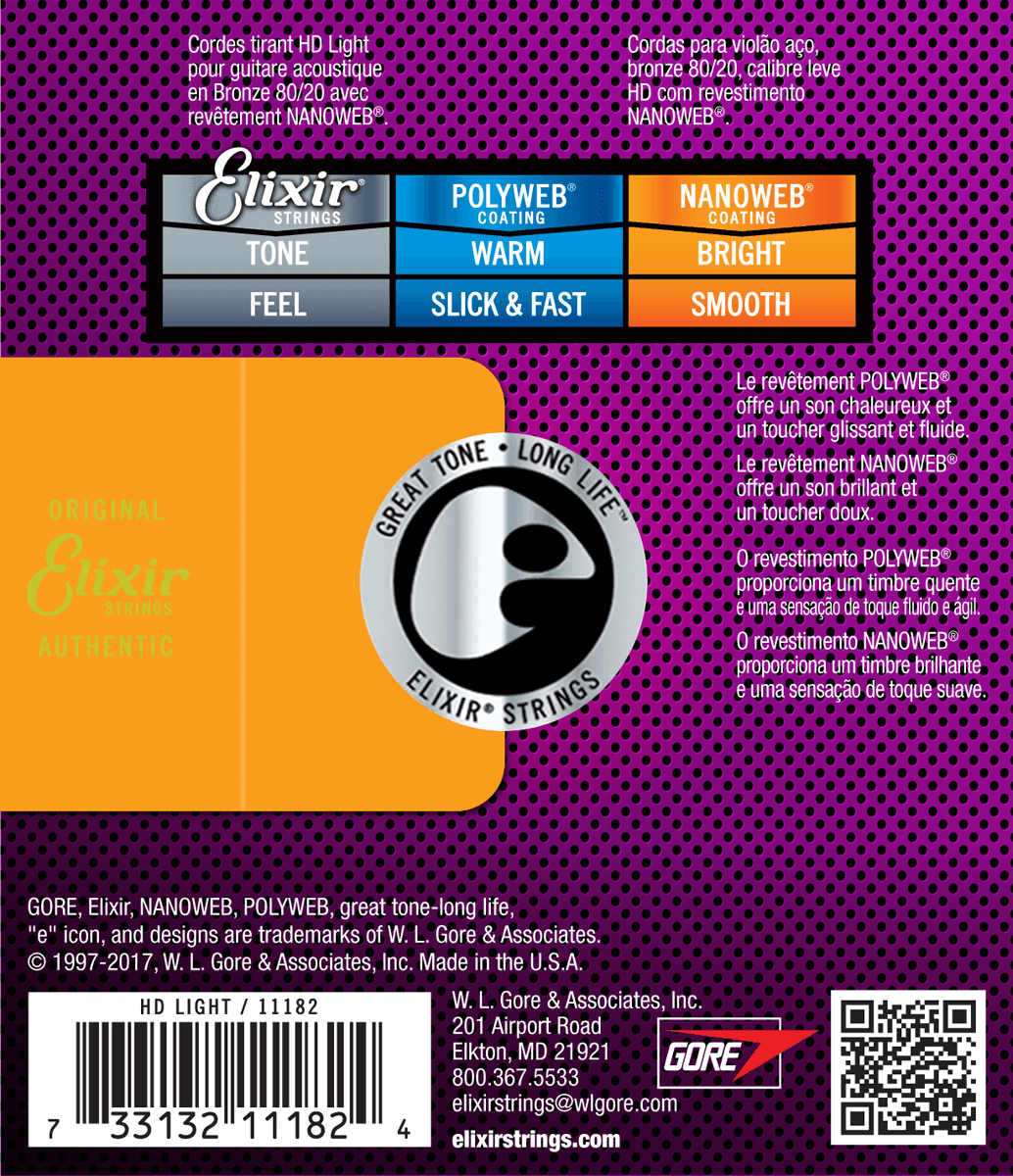 Elixir Nanoweb Bronze 80/20 Guitarstrenge (HD Light, 13-53)