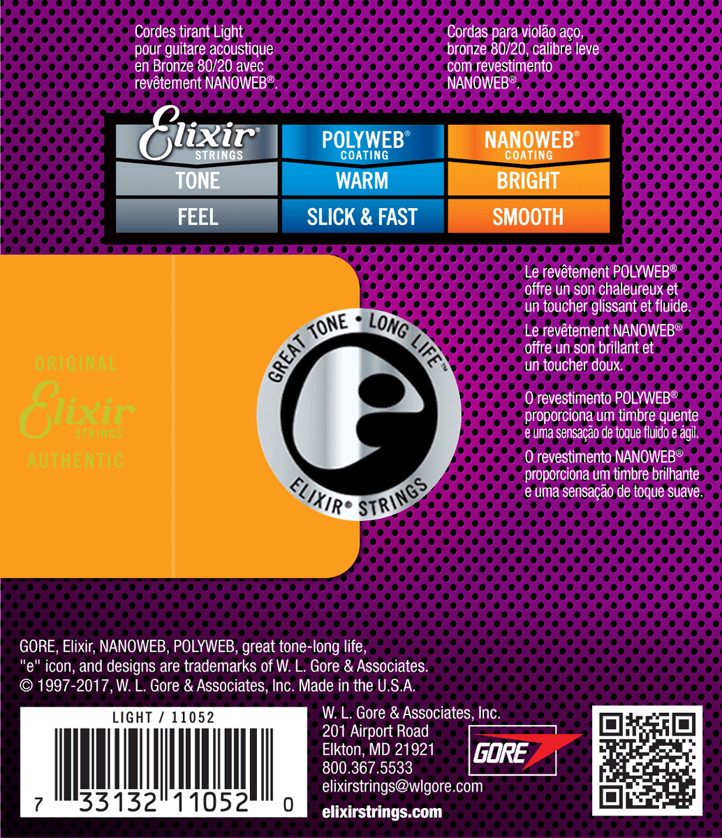 Elixir Nanoweb Bronze 80/20 Guitarstrenge (Light, 12-53)