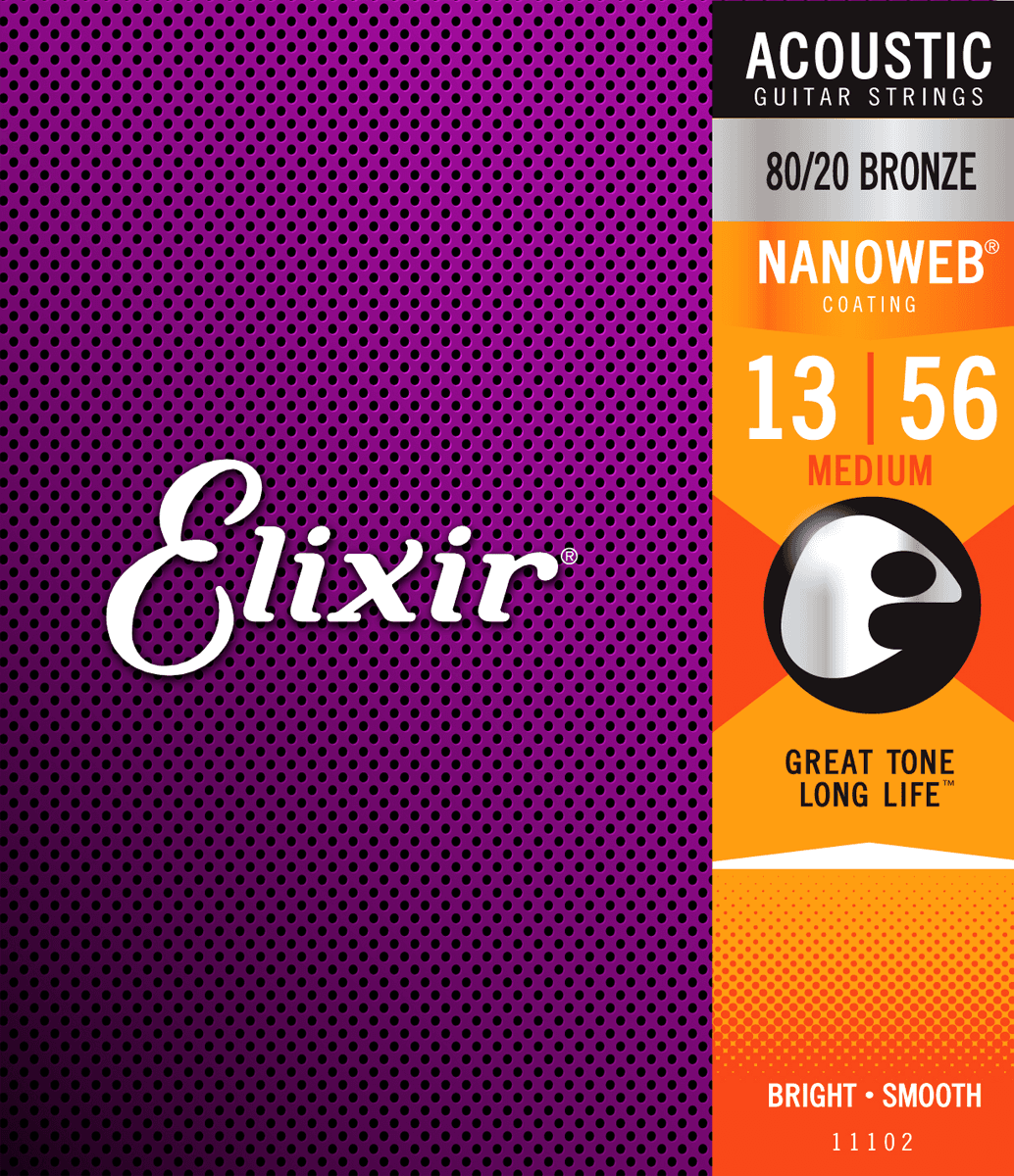 Elixir Nanoweb Bronze 80/20 Guitarstrenge (Medium 13-56)