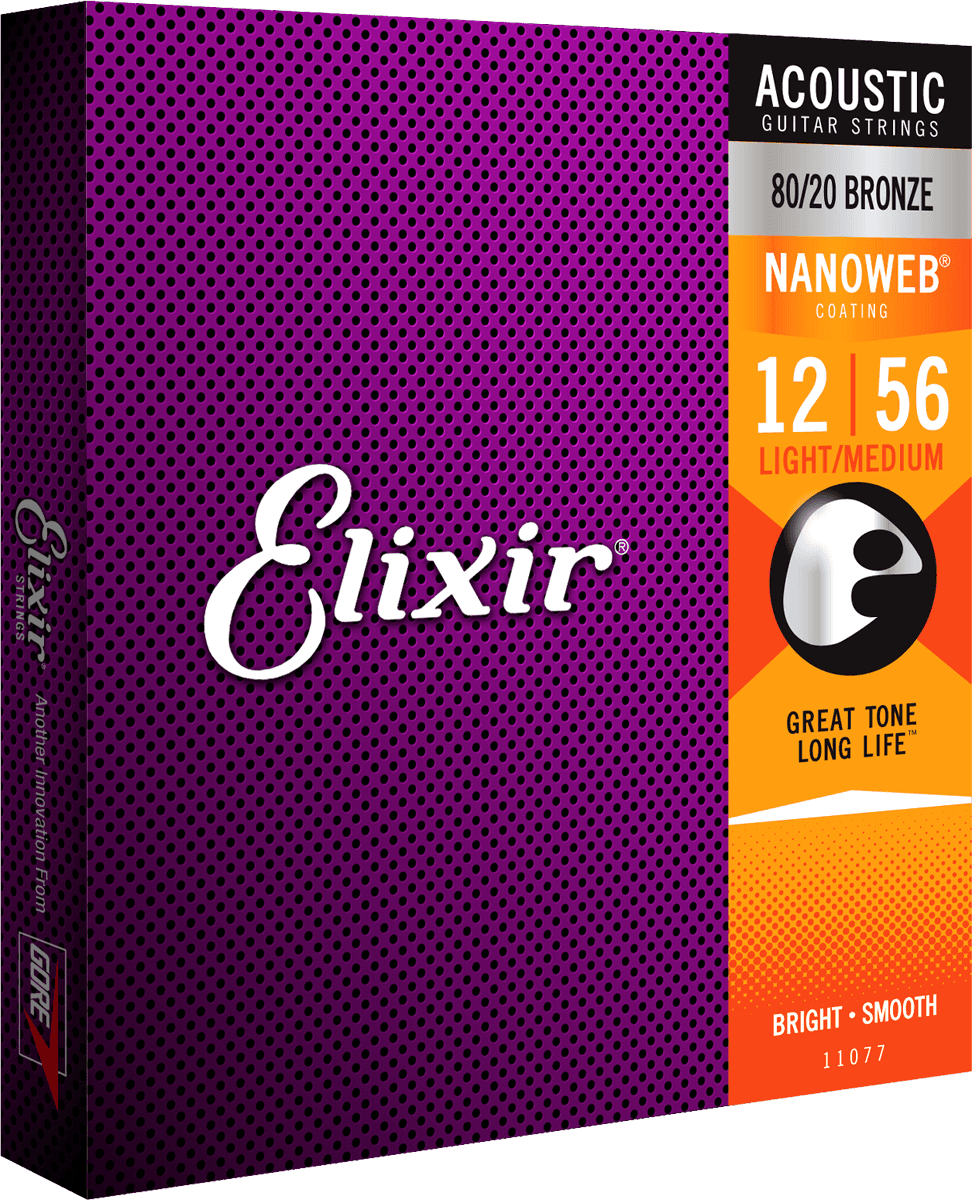 Elixir Nanoweb Bronze 80/20 Guitarstrenge (Medium Light, 12-56)
