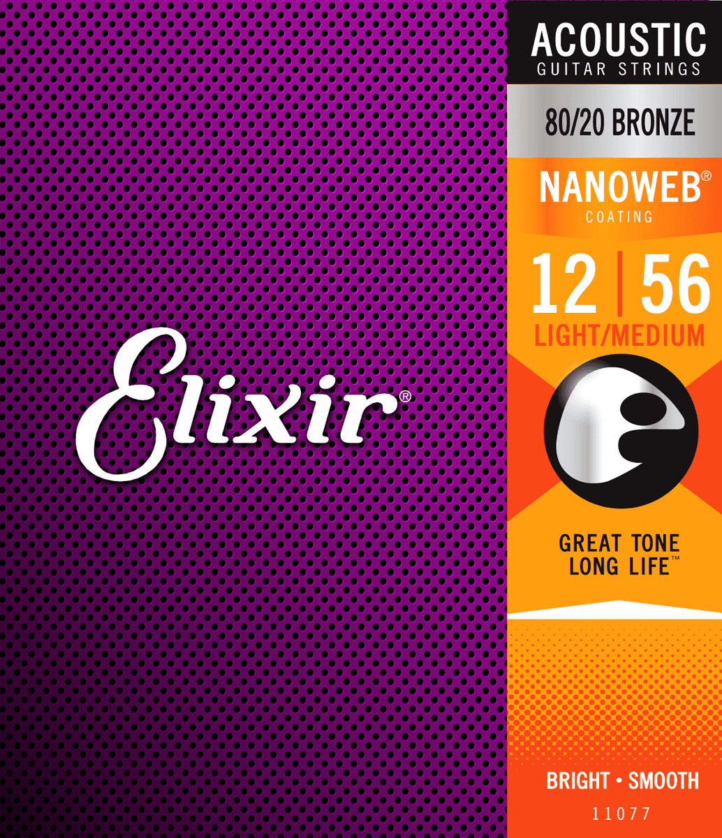 Elixir Nanoweb Bronze 80/20 Guitarstrenge (Medium Light, 12-56)