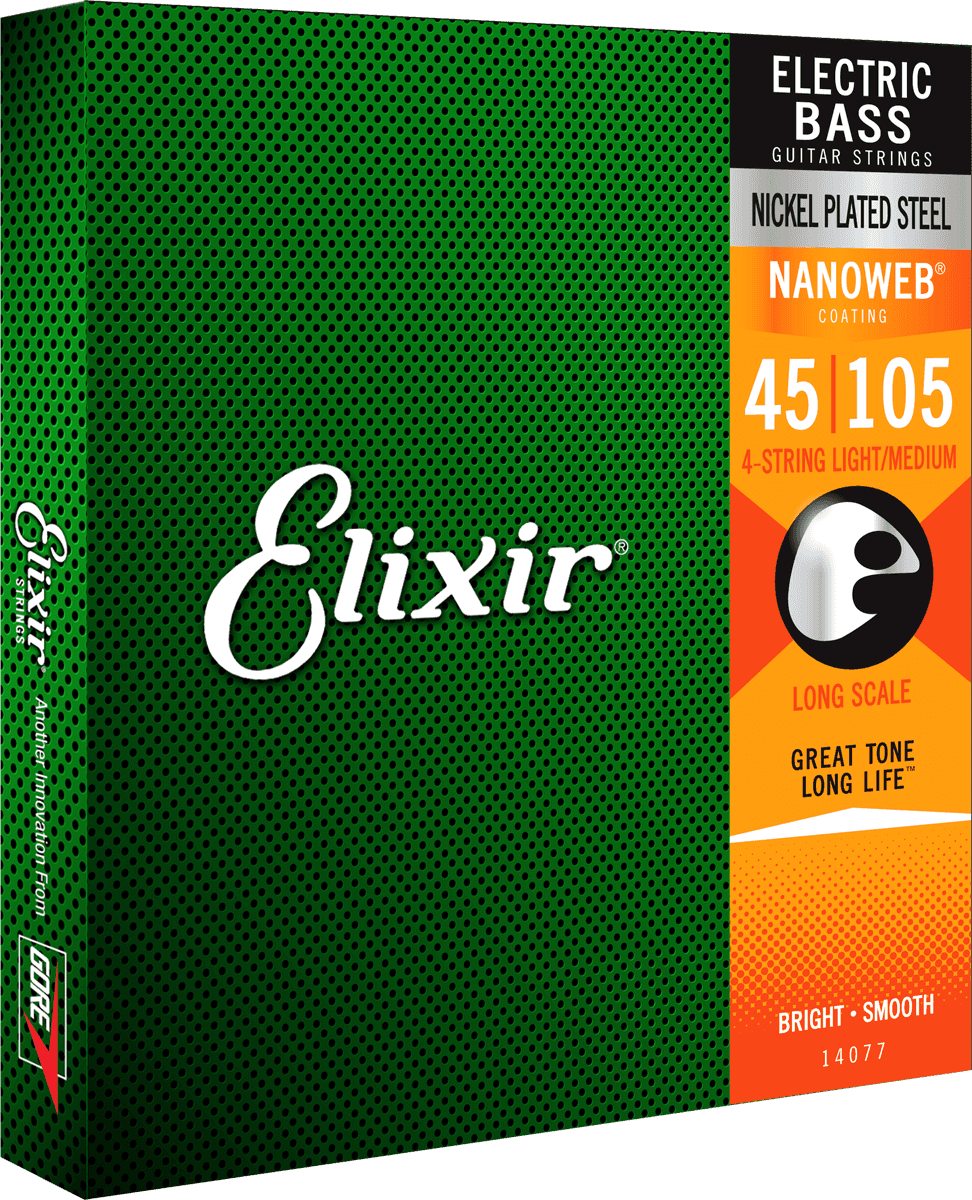 Elixir Nanoweb Nickel Basstrenge (Medium, 45-105)