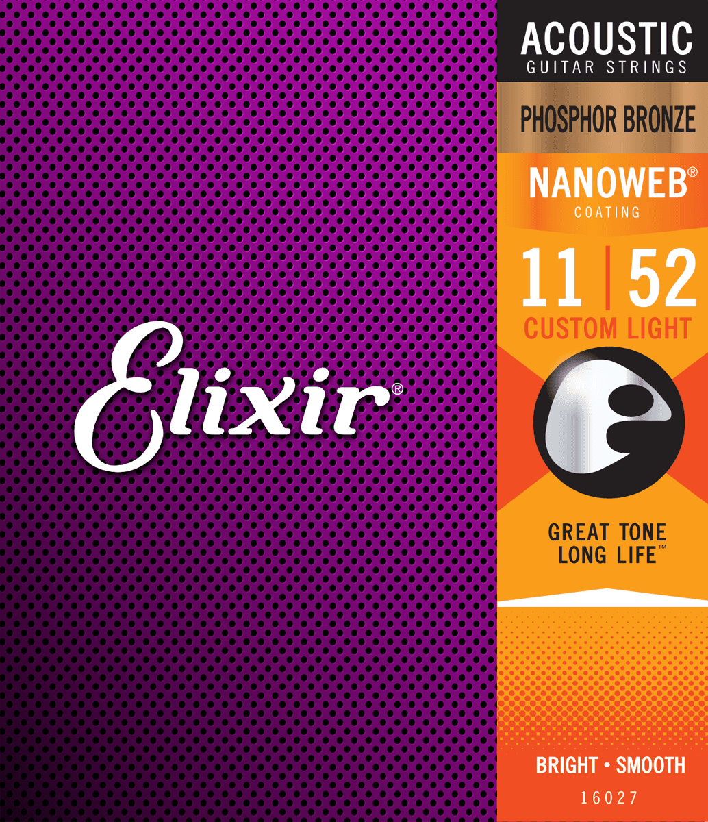 Elixir Nanoweb Phosphor Bronze Guitarstrenge (Custom Light, 11-52)