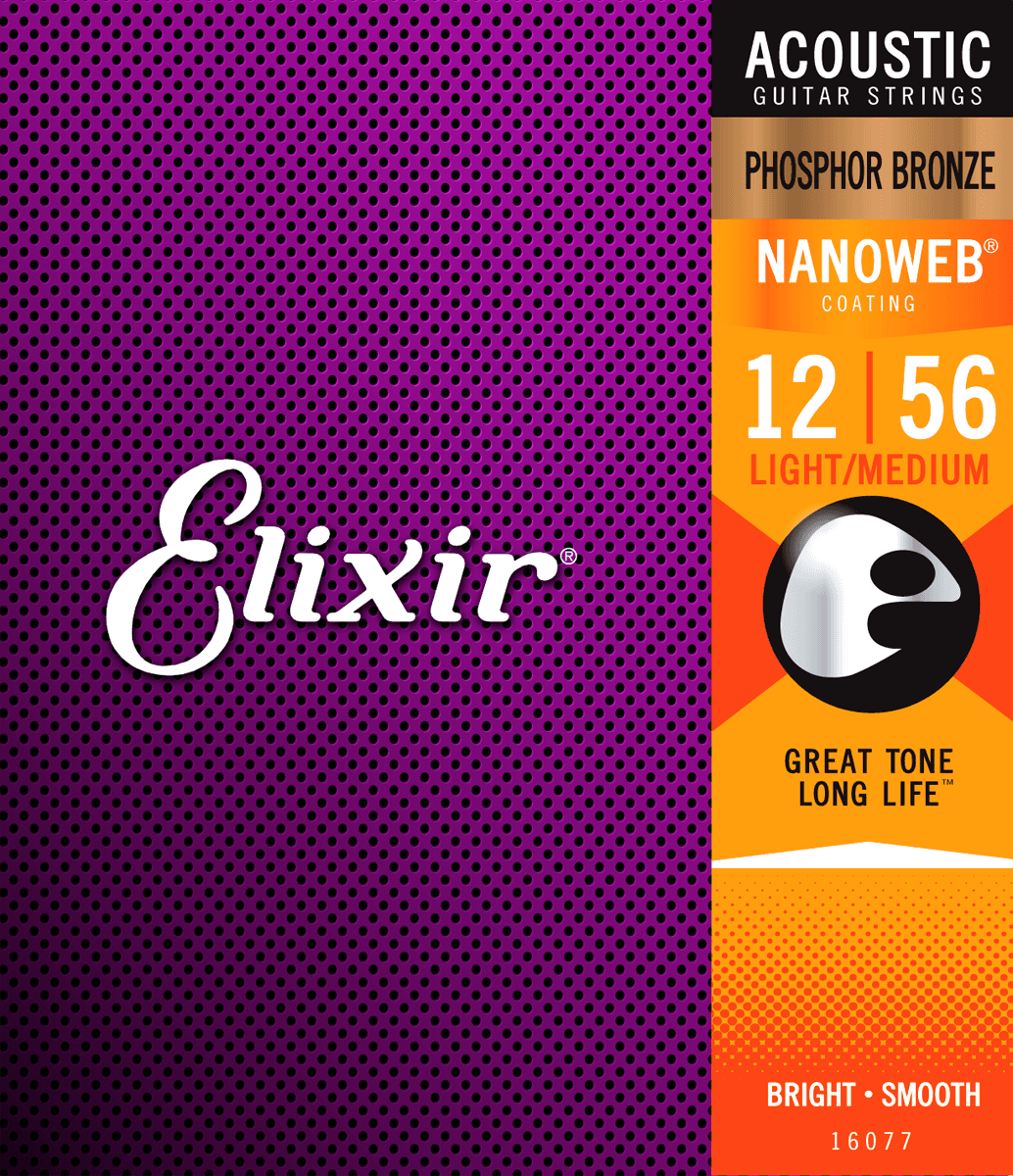 Elixir Nanoweb Phosphor Bronze Guitarstrenge (Medium Light, 12-56)