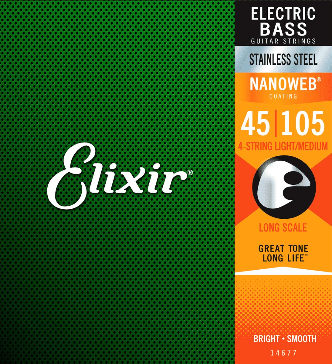Elixir Nanoweb Stainless Steel Basstrenge (Medium, 4c, 45-105)